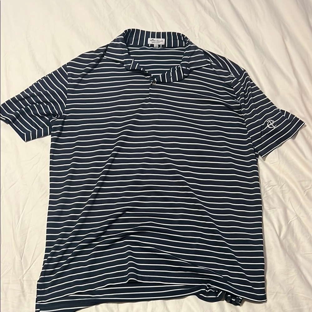 Peter Millar Men's Navy Striped Polo Shirt